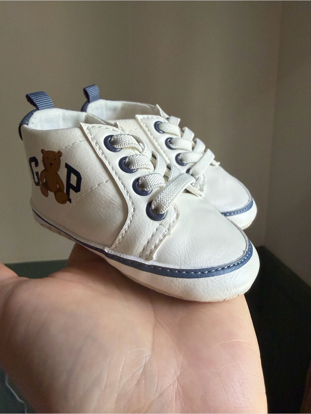 White Teddy Accent Kids Lace-Up Shoes baby gap